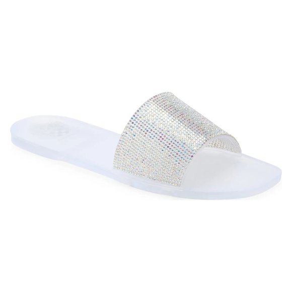 NEW Vince Camuto Size 10 Women's Jaquell Embellished Slide Sandal, Clear - Picture 1 of 6